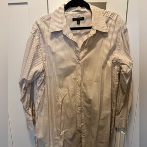Banana republic striped button-up shirt, white/beige, size medium